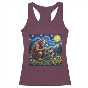 Bigfoot Blowing Dandelion Starry Night Racerback Tank Top Sasquatch Dad Fathers Day Father Son Matching TS14 Maroon Print Your Wear