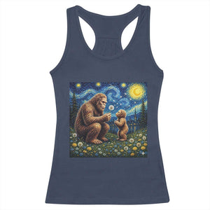 Bigfoot Blowing Dandelion Starry Night Racerback Tank Top Sasquatch Dad Fathers Day Father Son Matching TS14 Navy Print Your Wear