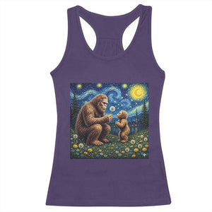 Bigfoot Blowing Dandelion Starry Night Racerback Tank Top Sasquatch Dad Fathers Day Father Son Matching TS14 Purple Print Your Wear