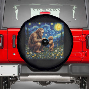Bigfoot Blowing Dandelion Starry Night Spare Tire Cover Sasquatch Dad Fathers Day Father Son Matching TS14 Black Print Your Wear