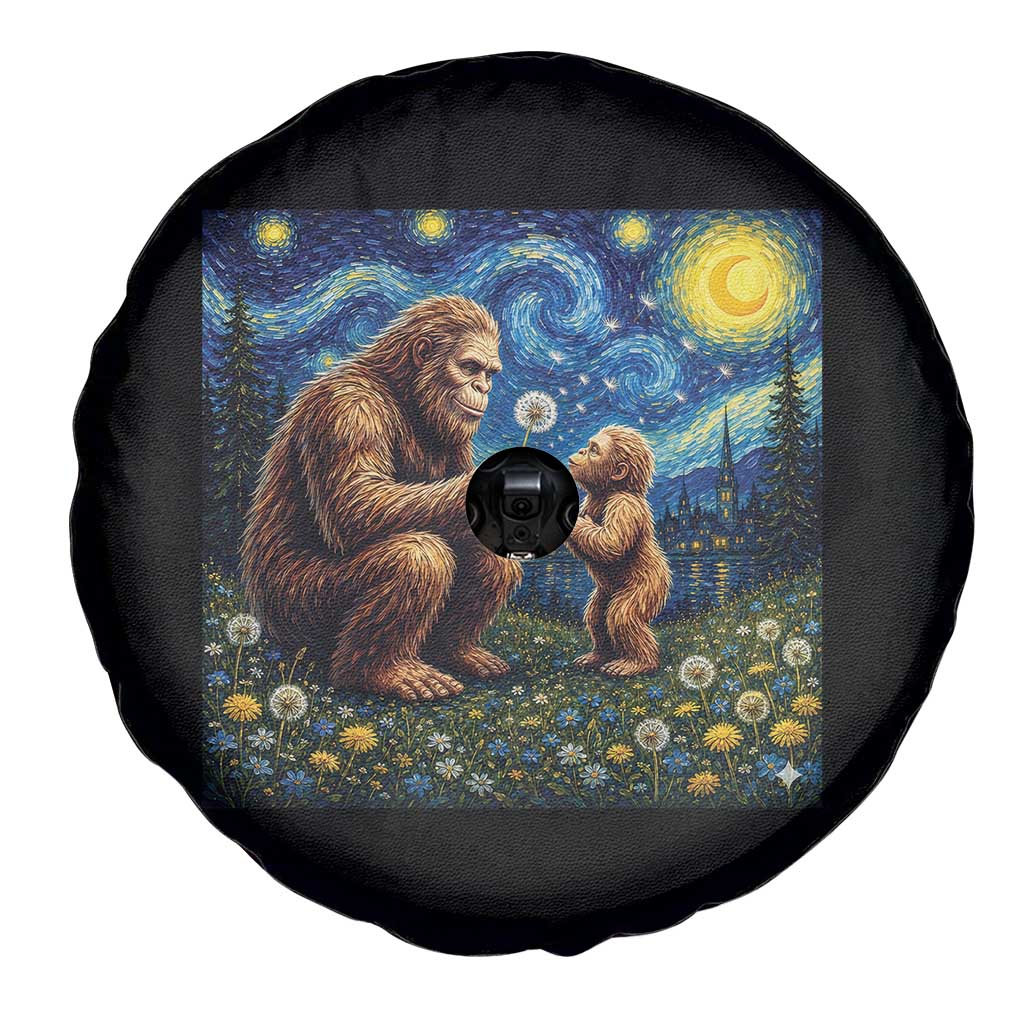 Bigfoot Blowing Dandelion Starry Night Spare Tire Cover Sasquatch Dad Fathers Day Father Son Matching TS14 Print Your Wear