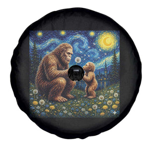 Bigfoot Blowing Dandelion Starry Night Spare Tire Cover Sasquatch Dad Fathers Day Father Son Matching TS14 Print Your Wear