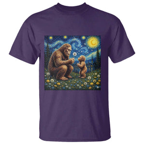 Bigfoot Blowing Dandelion Starry Night T Shirt Sasquatch Dad Fathers Day Father Son Matching TS14 Purple Print Your Wear