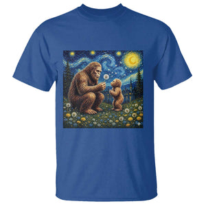 Bigfoot Blowing Dandelion Starry Night T Shirt Sasquatch Dad Fathers Day Father Son Matching TS14 Royal Blue Print Your Wear