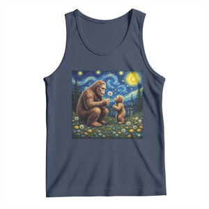 Bigfoot Blowing Dandelion Starry Night Tank Top Sasquatch Dad Fathers Day Father Son Matching TS14 Navy Print Your Wear