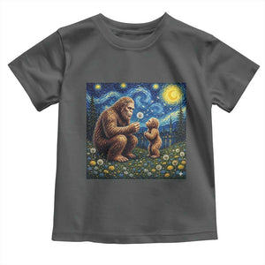 Bigfoot Blowing Dandelion Starry Night Toddler T Shirt Sasquatch Dad Fathers Day Father Son Matching TS14 Dark Heather Print Your Wear