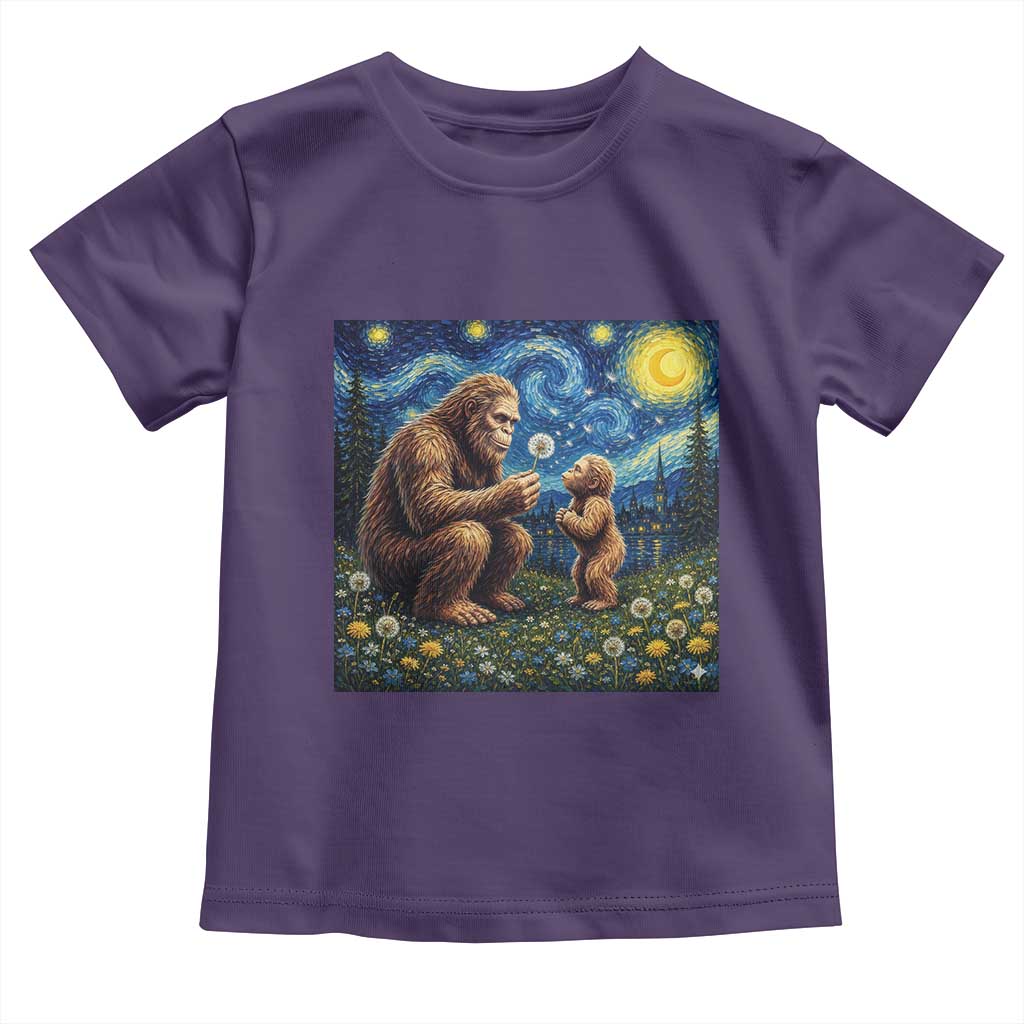 Bigfoot Blowing Dandelion Starry Night Toddler T Shirt Sasquatch Dad Fathers Day Father Son Matching TS14 Purple Print Your Wear