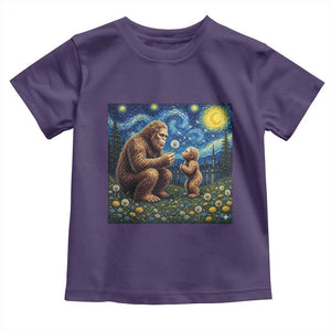 Bigfoot Blowing Dandelion Starry Night Toddler T Shirt Sasquatch Dad Fathers Day Father Son Matching TS14 Purple Print Your Wear