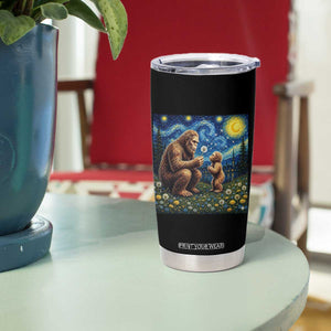 Bigfoot Blowing Dandelion Starry Night Tumbler Cup Sasquatch Dad Fathers Day Father Son Matching TS14 Print Your Wear