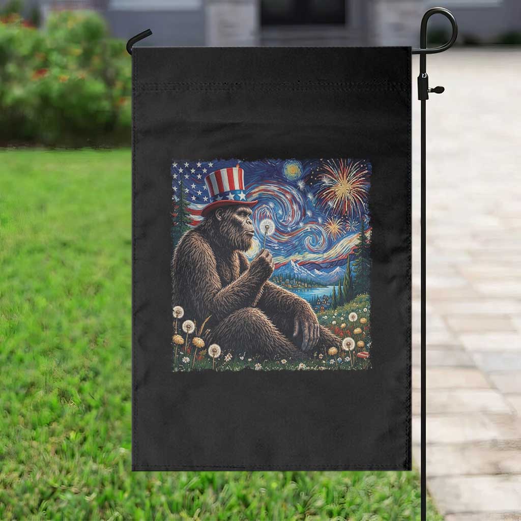 Bigfoot Blowing Dandelion Garden Flag Sasquatch Van Gogh Starry Night 4th of July TS14 Print Your Wear