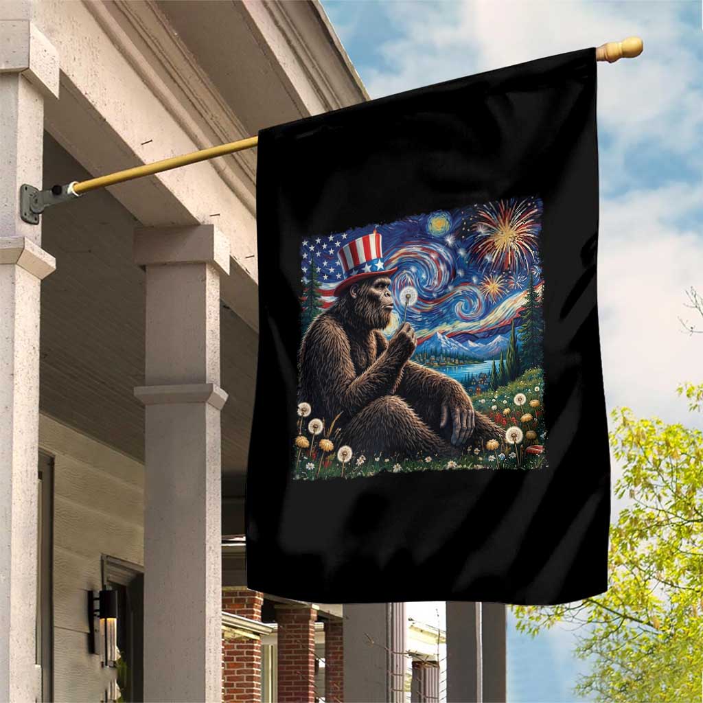 Bigfoot Blowing Dandelion Garden Flag Sasquatch Van Gogh Starry Night 4th of July TS14 Print Your Wear