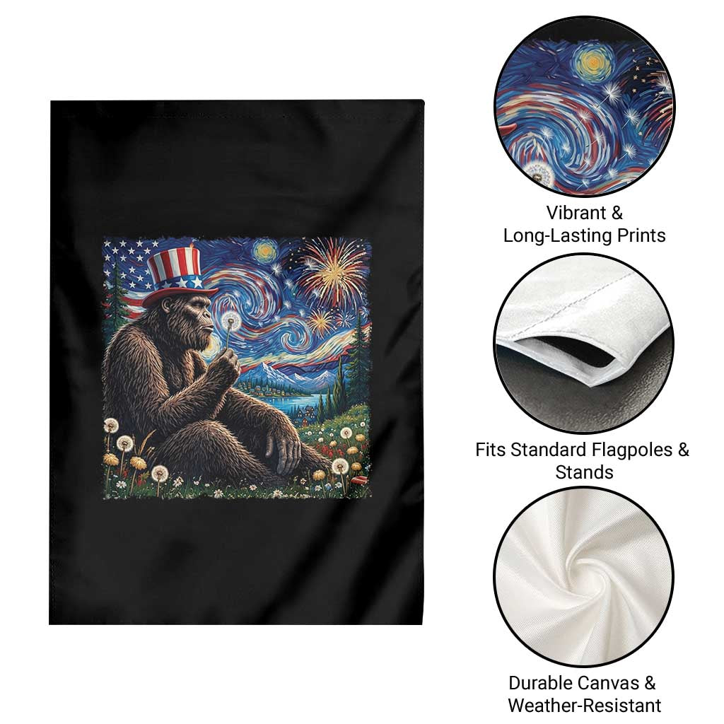 Bigfoot Blowing Dandelion Garden Flag Sasquatch Van Gogh Starry Night 4th of July TS14 Print Your Wear
