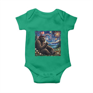 Bigfoot Blowing Dandelion Baby Onesie Sasquatch Van Gogh Starry Night 4th of July TS14 Irish Green Print Your Wear