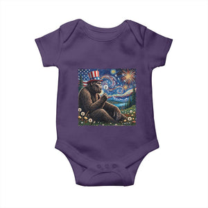 Bigfoot Blowing Dandelion Baby Onesie Sasquatch Van Gogh Starry Night 4th of July TS14 Purple Print Your Wear