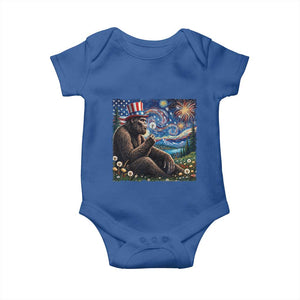 Bigfoot Blowing Dandelion Baby Onesie Sasquatch Van Gogh Starry Night 4th of July TS14 Royal Blue Print Your Wear