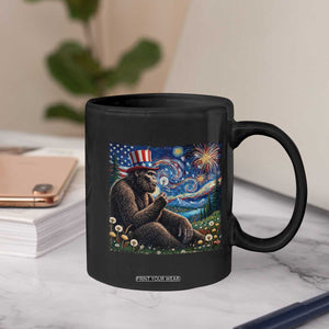 Bigfoot Blowing Dandelion Coffee Mug Sasquatch Van Gogh Starry Night 4th of July TS14 Print Your Wear
