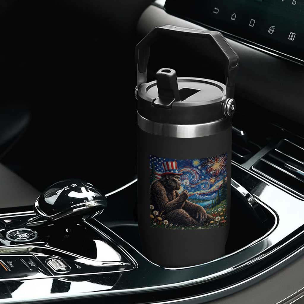 Bigfoot Blowing Dandelion Flip Straw Tumbler Sasquatch Van Gogh Starry Night 4th of July TS14 Print Your Wear