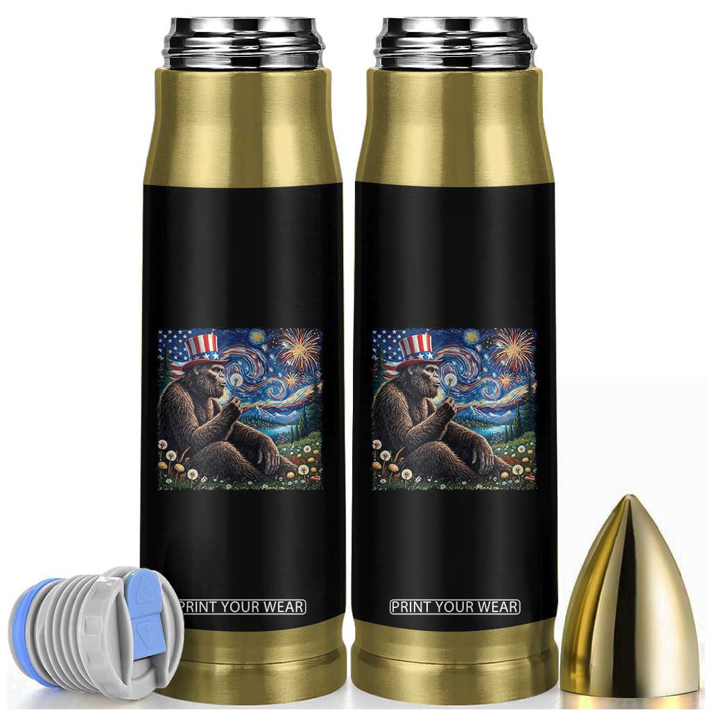 Bigfoot Blowing Dandelion Bullet Tumbler Sasquatch Van Gogh Starry Night 4th of July TS14 Black Print Your Wear