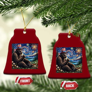 Bigfoot Blowing Dandelion Ceramic Ornament Sasquatch Van Gogh Starry Night 4th of July TS14 Print Your Wear
