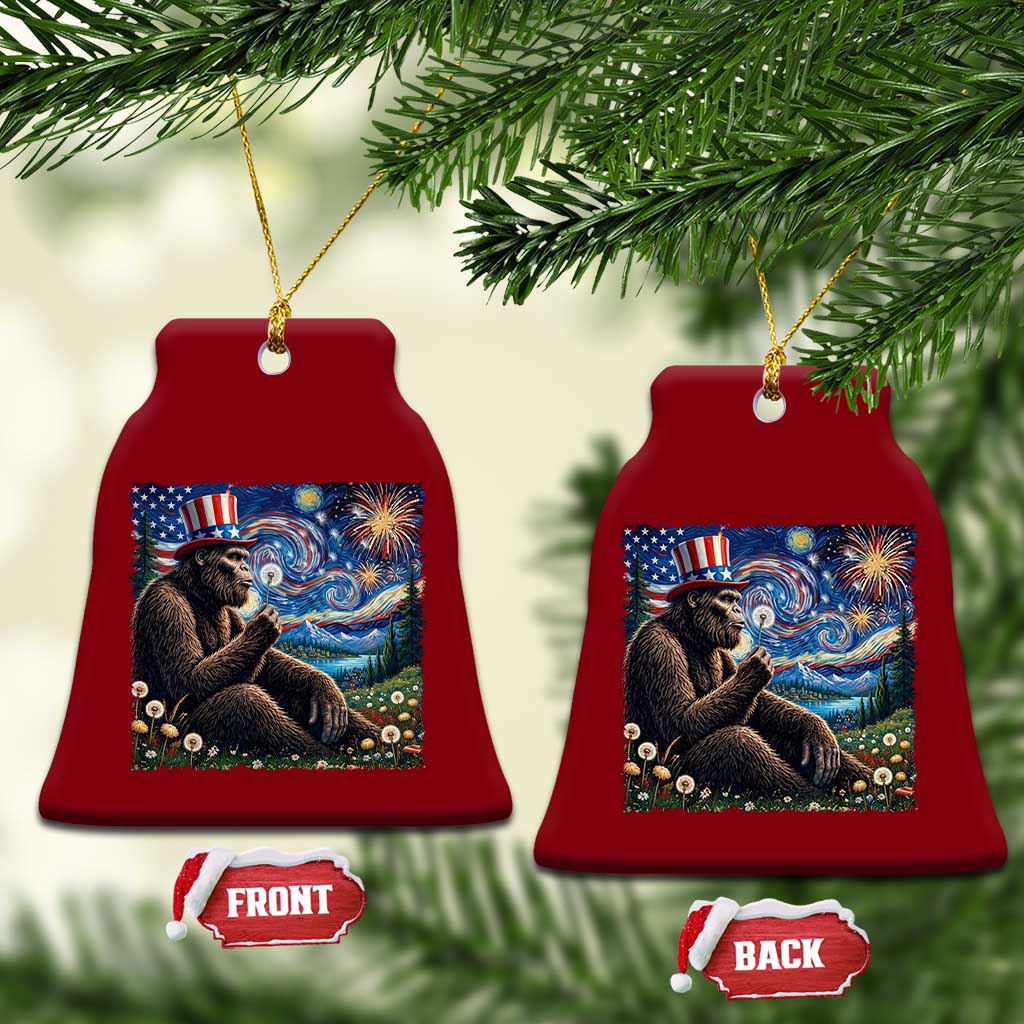 Bigfoot Blowing Dandelion Ceramic Ornament Sasquatch Van Gogh Starry Night 4th of July TS14 Print Your Wear