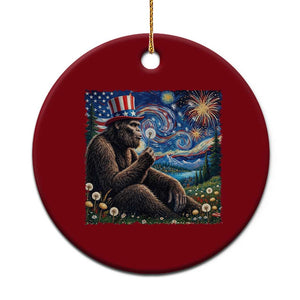 Bigfoot Blowing Dandelion Ceramic Ornament Sasquatch Van Gogh Starry Night 4th of July TS14 1pc Red Print Your Wear