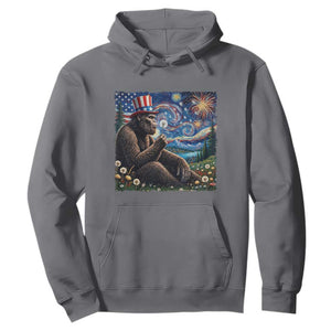 Bigfoot Blowing Dandelion Hoodie Sasquatch Van Gogh Starry Night 4th of July TS14 Charcoal Print Your Wear