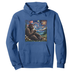 Bigfoot Blowing Dandelion Hoodie Sasquatch Van Gogh Starry Night 4th of July TS14 Royal Blue Print Your Wear