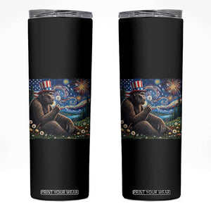 Bigfoot Blowing Dandelion Skinny Tumbler Sasquatch Van Gogh Starry Night 4th of July TS14 Black Print Your Wear