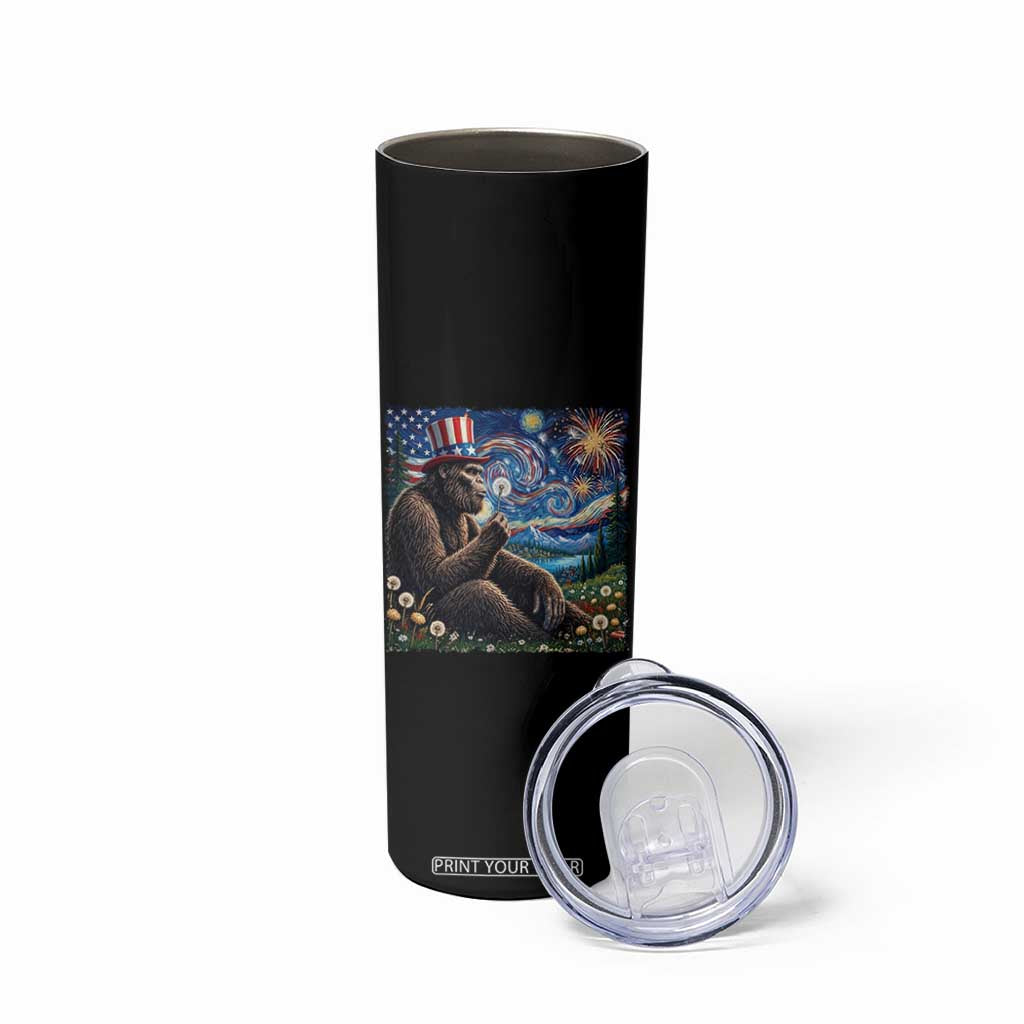 Bigfoot Blowing Dandelion Skinny Tumbler Sasquatch Van Gogh Starry Night 4th of July TS14 Print Your Wear