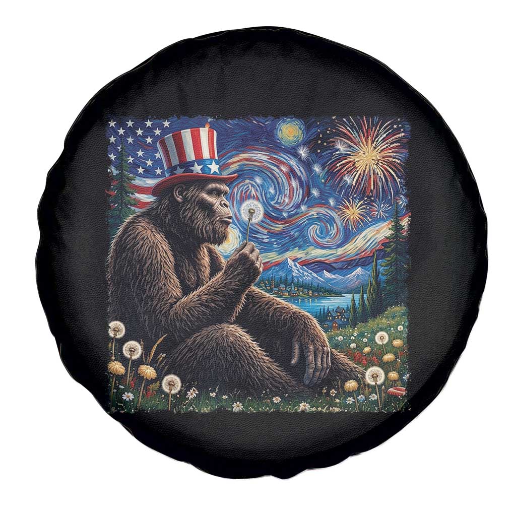 Bigfoot Blowing Dandelion Spare Tire Cover Sasquatch Van Gogh Starry Night 4th of July TS14 Print Your Wear