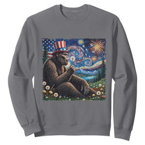 Bigfoot Blowing Dandelion Sweatshirt Sasquatch Van Gogh Starry Night 4th of July TS14 Charcoal Print Your Wear