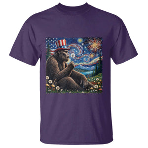 Bigfoot Blowing Dandelion T Shirt Sasquatch Van Gogh Starry Night 4th of July TS14 Purple Print Your Wear