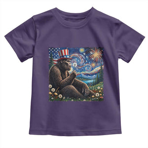 Bigfoot Blowing Dandelion Toddler T Shirt Sasquatch Van Gogh Starry Night 4th of July TS14 Purple Print Your Wear