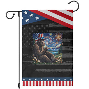 Bigfoot Blowing Dandelion Patriotic Garden Flag Sasquatch Van Gogh Starry Night 4th of July TS14 Distressed Black Blue Print Your Wear