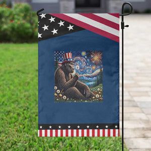 Bigfoot Blowing Dandelion Patriotic Garden Flag Sasquatch Van Gogh Starry Night 4th of July TS14 Classic Blue Black Print Your Wear