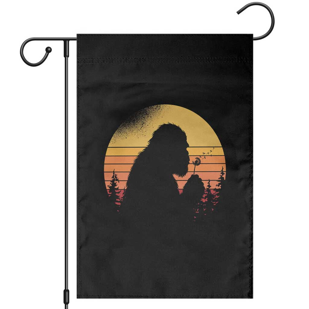 Bigfoot Blowing Dandelion Garden Flag Retro Sunset Forest TS14 Black Print Your Wear