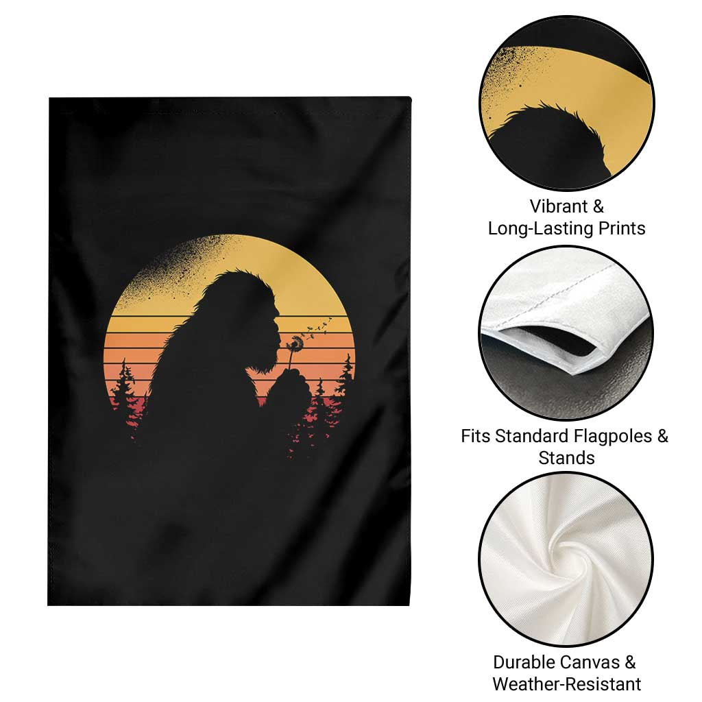 Bigfoot Blowing Dandelion Garden Flag Retro Sunset Forest TS14 Print Your Wear