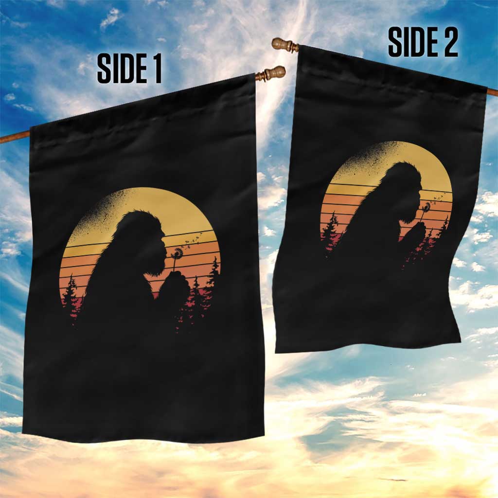 Bigfoot Blowing Dandelion Garden Flag Retro Sunset Forest TS14 Print Your Wear