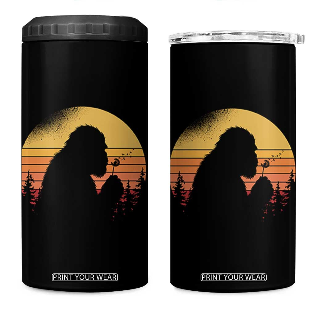 Bigfoot Blowing Dandelion 4 in 1 Can Cooler Tumbler Retro Sunset Forest TS14 One Size: 16 oz Black Print Your Wear