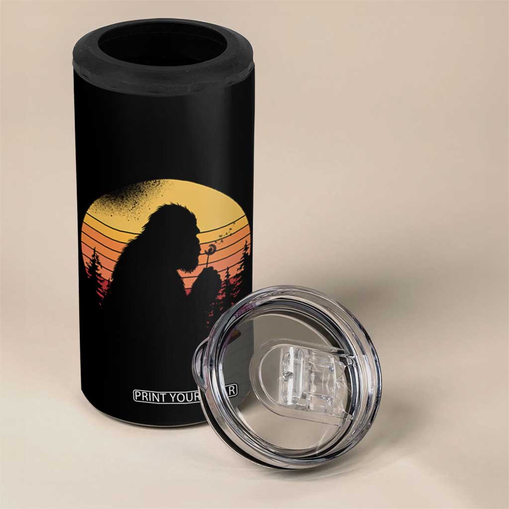 Bigfoot Blowing Dandelion 4 in 1 Can Cooler Tumbler Retro Sunset Forest TS14 Print Your Wear