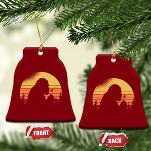 Bigfoot Blowing Dandelion Ceramic Ornament Retro Sunset Forest TS14 Print Your Wear