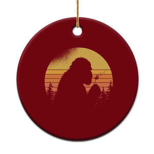 Bigfoot Blowing Dandelion Ceramic Ornament Retro Sunset Forest TS14 1pc Red Print Your Wear