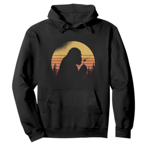 Bigfoot Blowing Dandelion Hoodie Retro Sunset Forest TS14 Black Print Your Wear