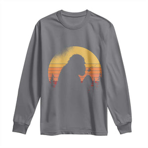 Bigfoot Blowing Dandelion Long Sleeve Shirt Retro Sunset Forest TS14 Charcoal Print Your Wear