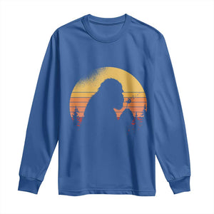 Bigfoot Blowing Dandelion Long Sleeve Shirt Retro Sunset Forest TS14 Royal Blue Print Your Wear