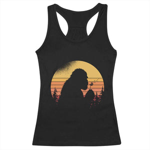 Bigfoot Blowing Dandelion Racerback Tank Top Retro Sunset Forest TS14 Black Print Your Wear