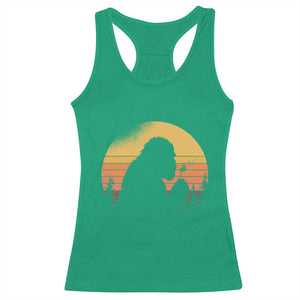Bigfoot Blowing Dandelion Racerback Tank Top Retro Sunset Forest TS14 Irish Green Print Your Wear