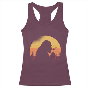 Bigfoot Blowing Dandelion Racerback Tank Top Retro Sunset Forest TS14 Maroon Print Your Wear