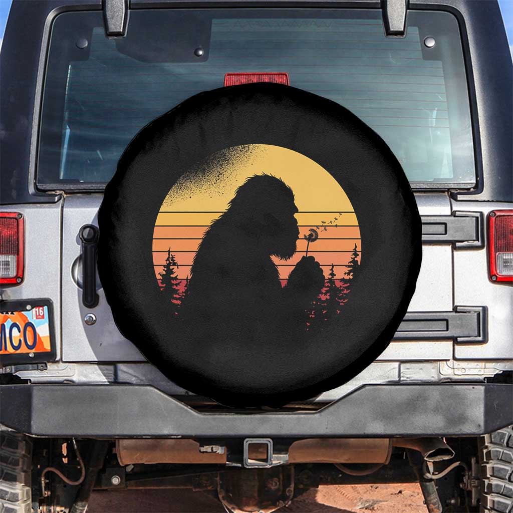 Bigfoot Blowing Dandelion Spare Tire Cover Retro Sunset Forest TS14 No hole Black Print Your Wear