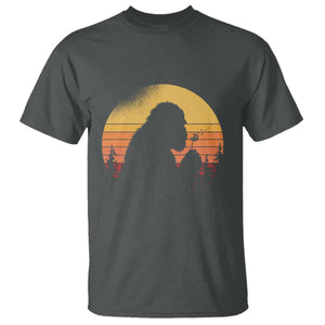 Bigfoot Blowing Dandelion T Shirt Retro Sunset Forest TS14 Dark Heather Print Your Wear